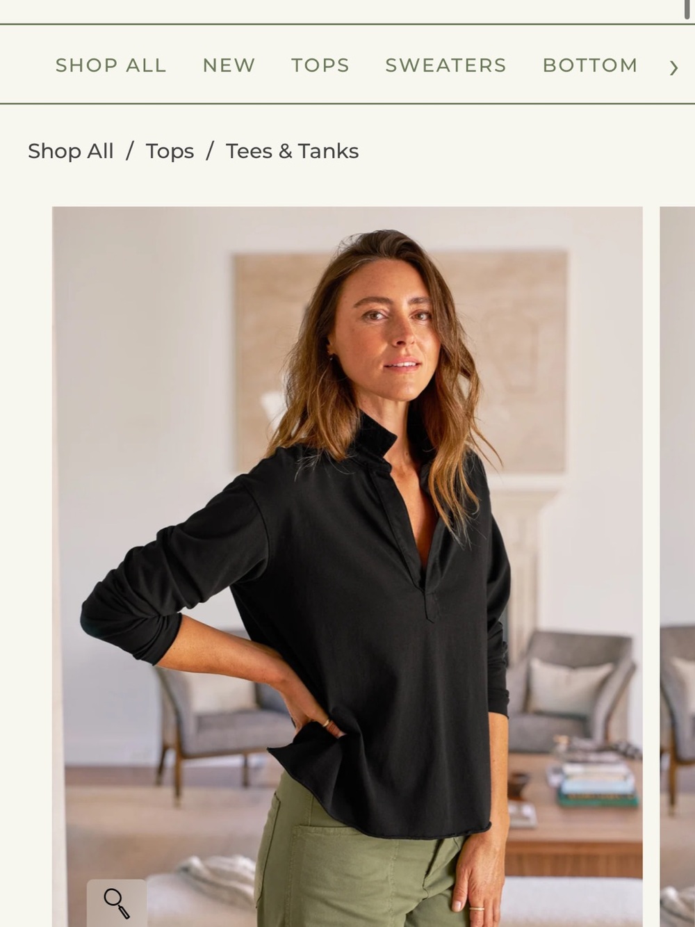 Frank & Eileen Women's Henley Black. Retails for $168!